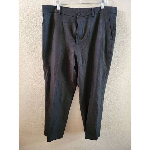 Perry Ellis Men's Black Herringbone Flat Front Dress Pants Size 38/30 - Picture 1 of 4